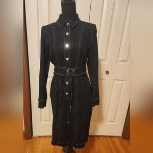 Dark wash jean dress.